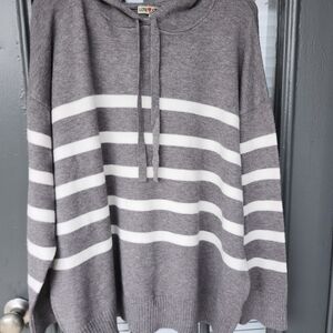 Gray and White Striped Sweater